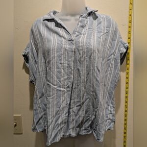 Thread & Supply Light Blue Striped Button Down Shirt Size L